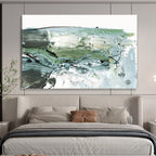 Green - Grey Abstract Painting for Eco - Conscious Spaces YHT139
