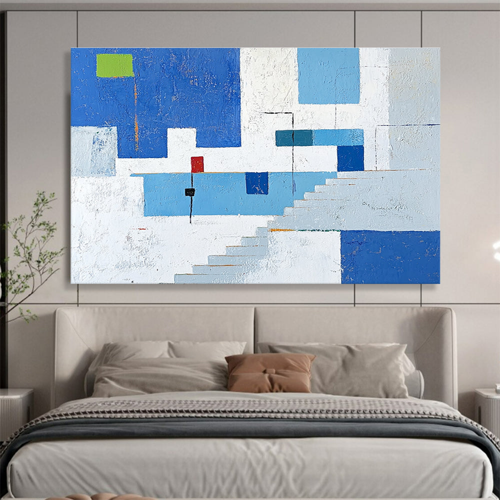 Geometric Abstract with Blue and White Tones ABS081