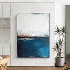 Blue - Gray Abstract Horizon Painting with Quiet Contemplation WINK399