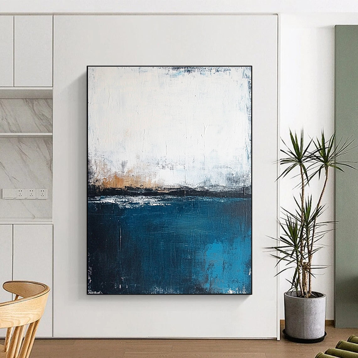 Blue - Gray Abstract Horizon Painting with Quiet Contemplation WINK399