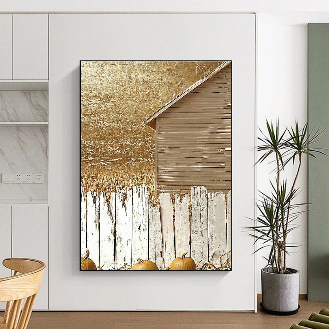 Golden Barn Abstract Painting for Autumn - Themed Restaurants GAB1308