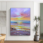 Dreamy Colorful Seaside Sunset Abstract Painting for Relaxing Spaces HENG261