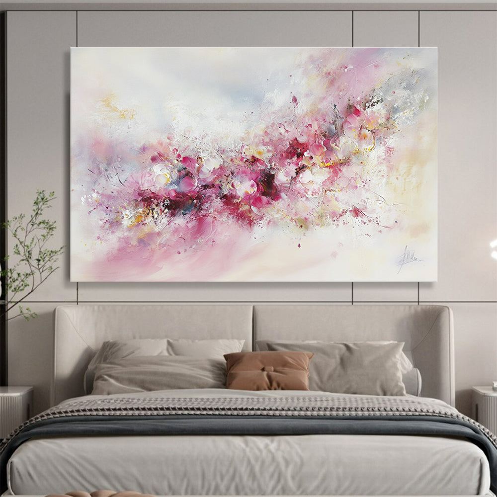Soft Pink Floral with Delicate Textures Abstract Painting ABS350