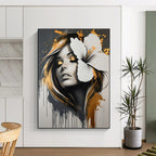 Edgy Floral Woman Portrait Abstract Painting with Urban Flair GAB0019