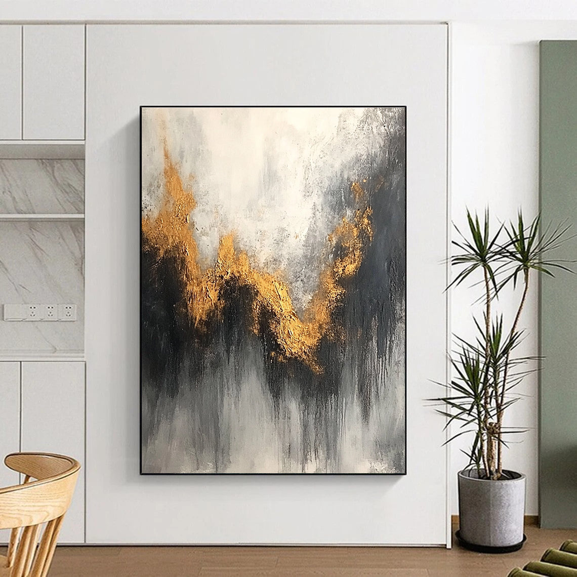 Gold - Wave Abstract Painting for Coastal - Inspired Spas GAB0861