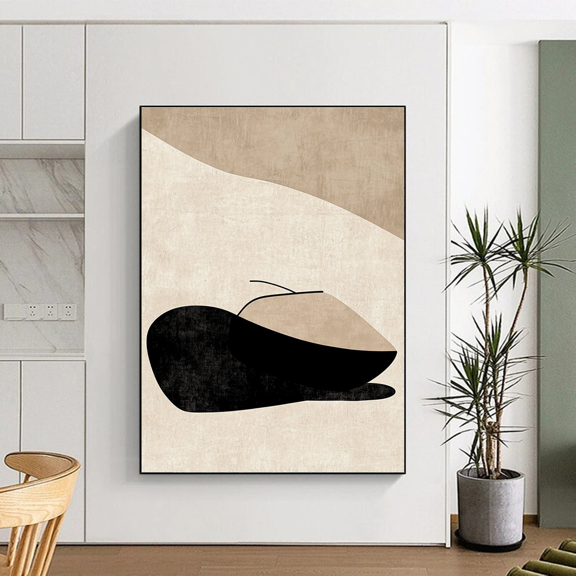 Beige Minimalist Geometric Art - Calm Abstract Composition GAB0436