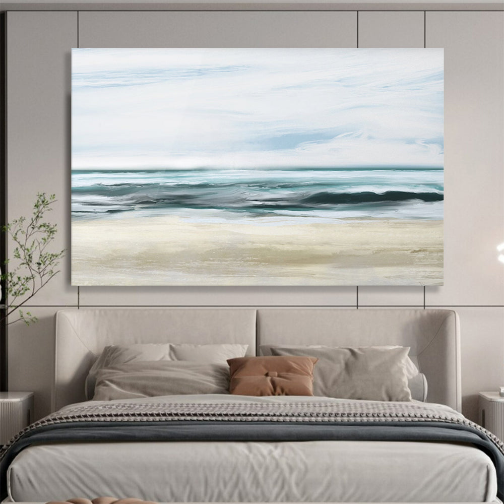 Calm Sea Abstract Painting for Coastal Bedrooms YHT128