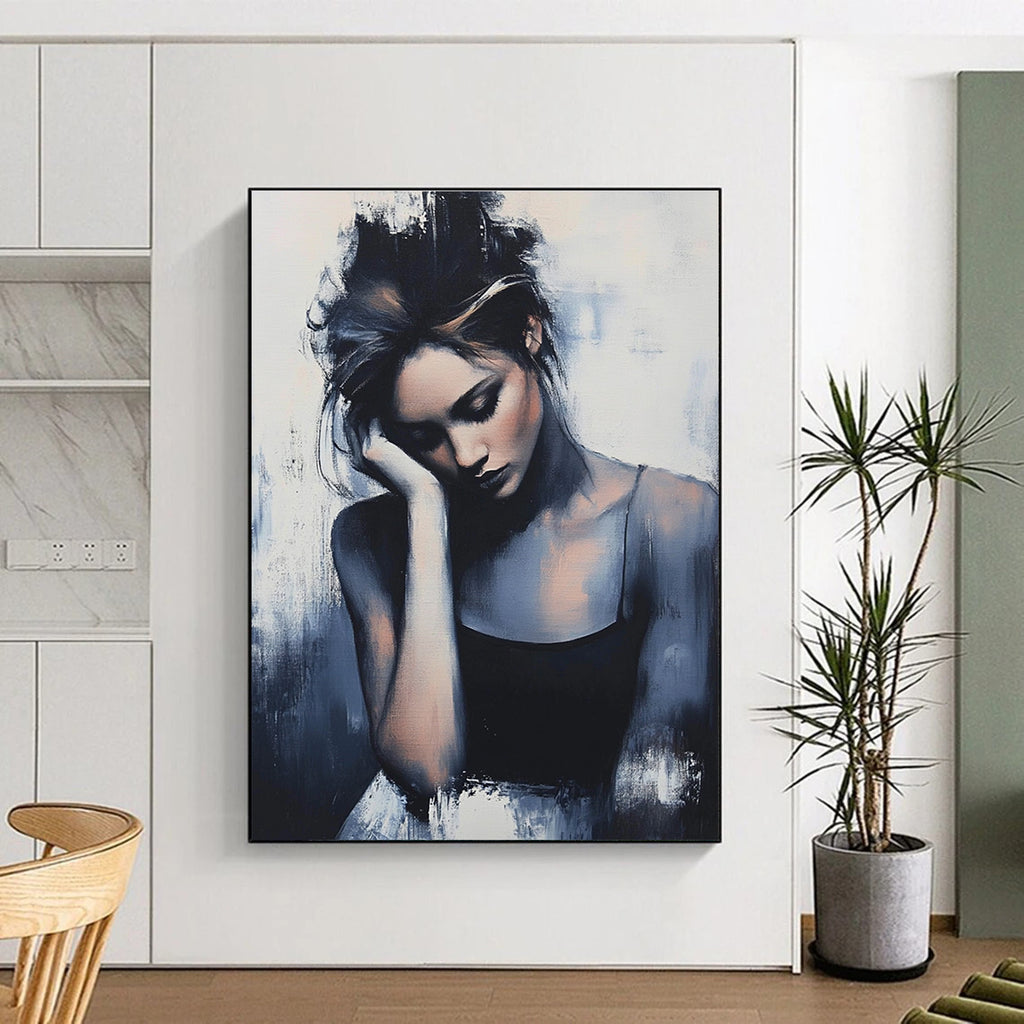 Pensive Woman Portrait - Emotional Figurative Abstract Painting GAB0425