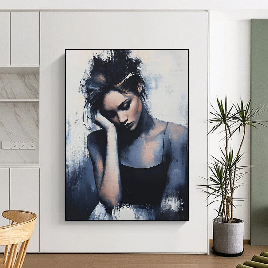 Pensive Woman Portrait - Emotional Figurative Abstract Painting GAB0425