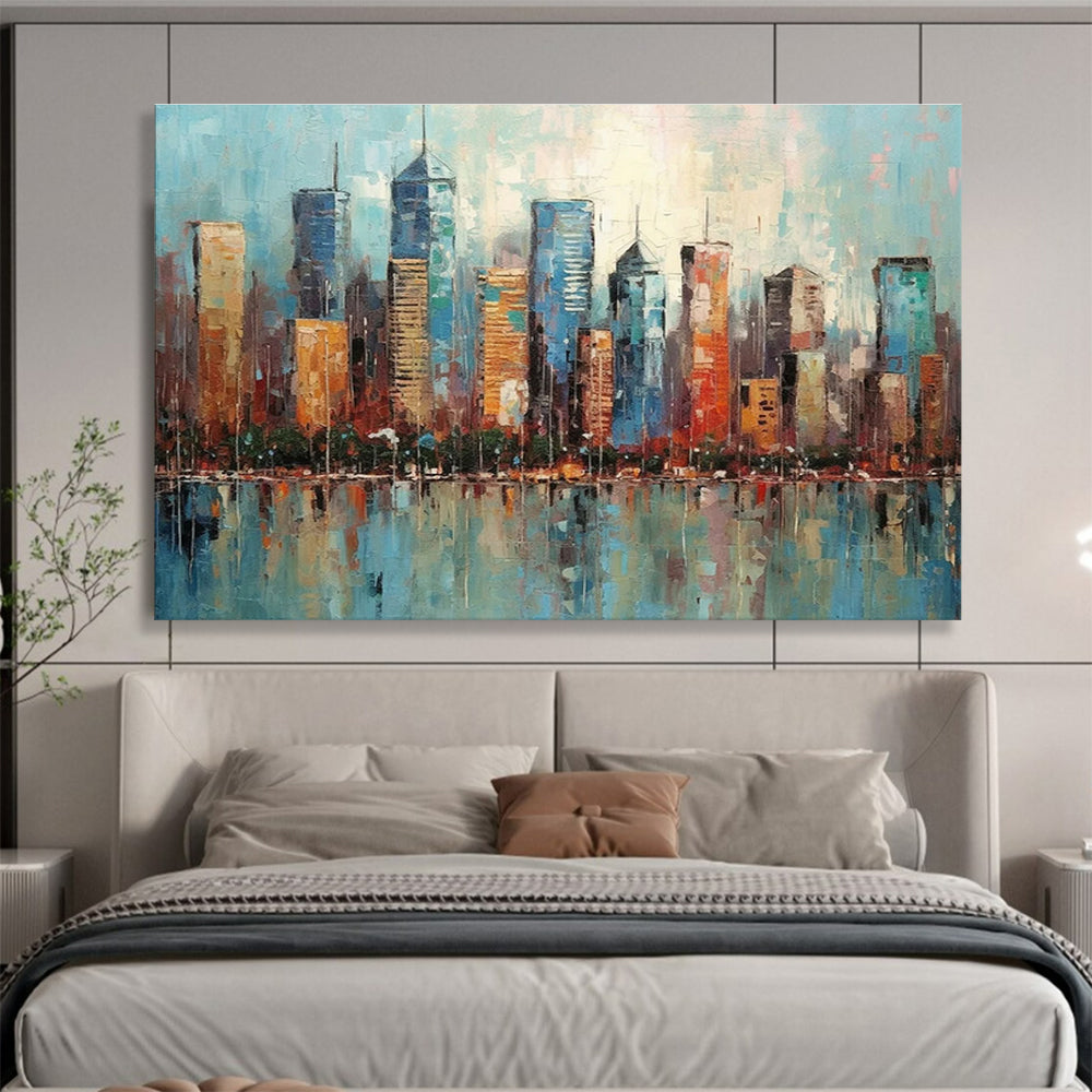 Colorful Cityscape Abstract Painting for Urban Art Lovers YHT076
