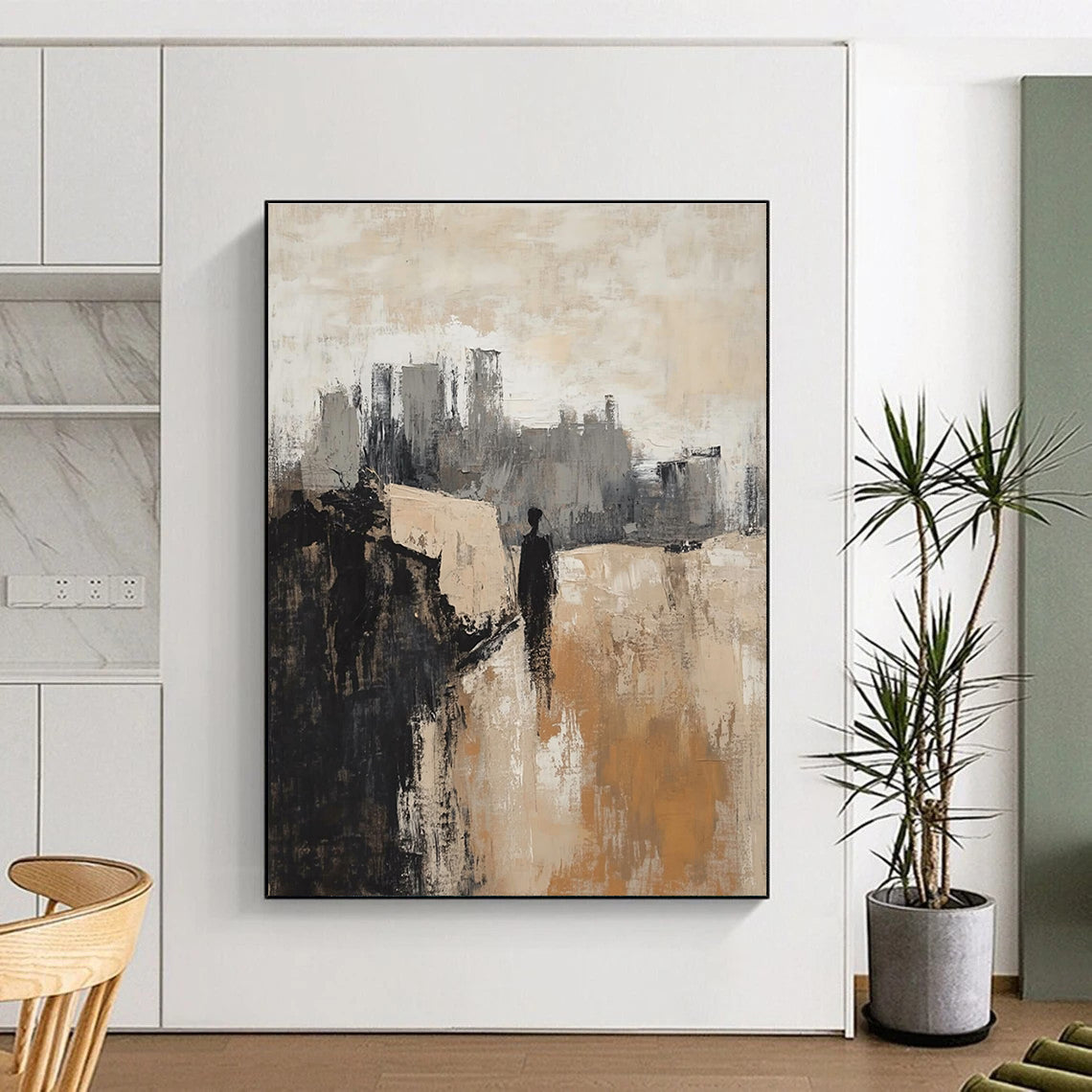 City Silhouette Monochrome Abstract Painting for Industrial - Chic Lofts GAB0883
