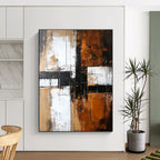 Brown Black White Abstract Painting with Textured Layers WINK672