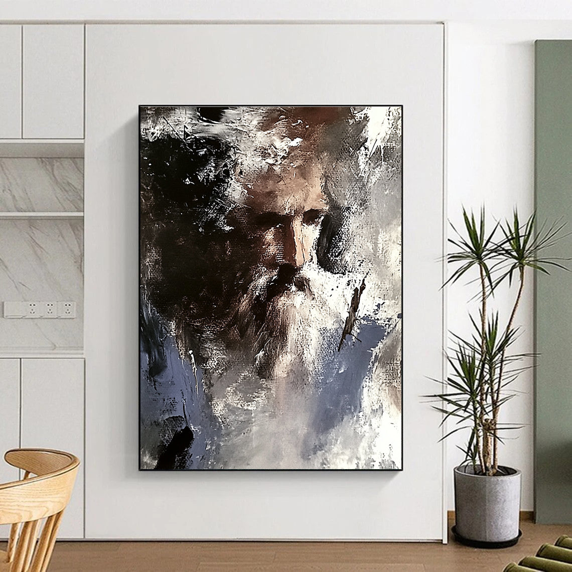 Expressive Abstract Portrait Painting of a Bearded Figure GAB0669