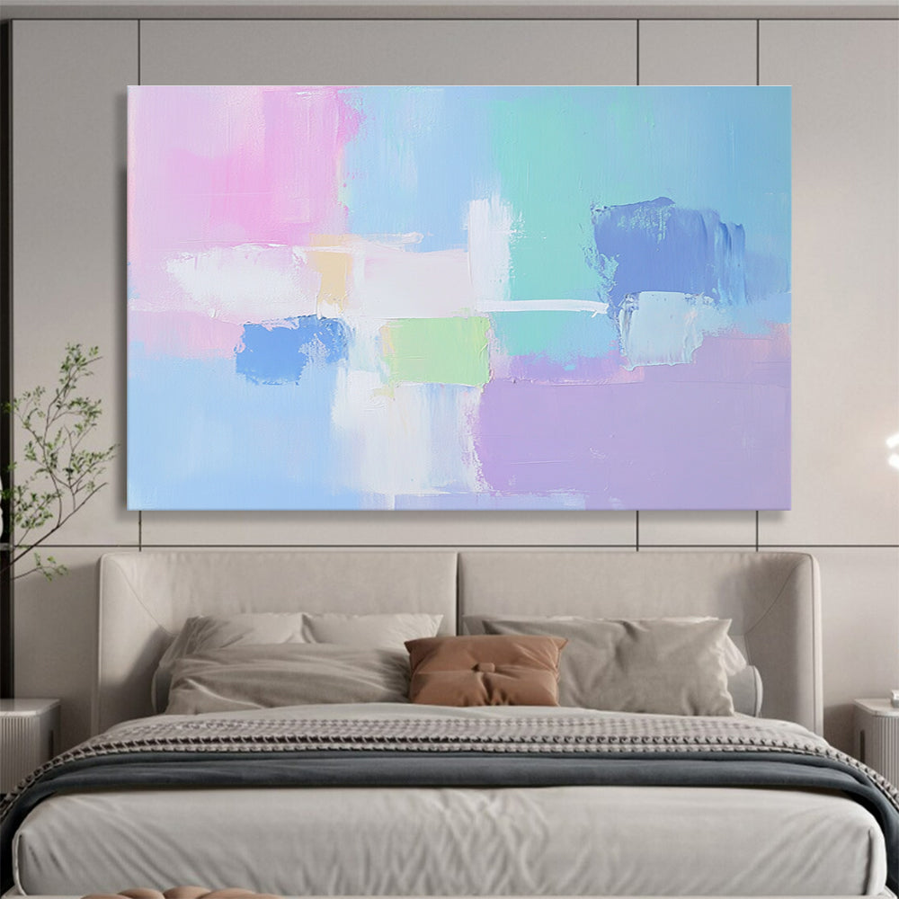 Pastel Color Block Abstract Painting with Delicate Harmony ABS414