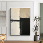 Black White Geometric Abstract Painting with Minimalist Design WINK650