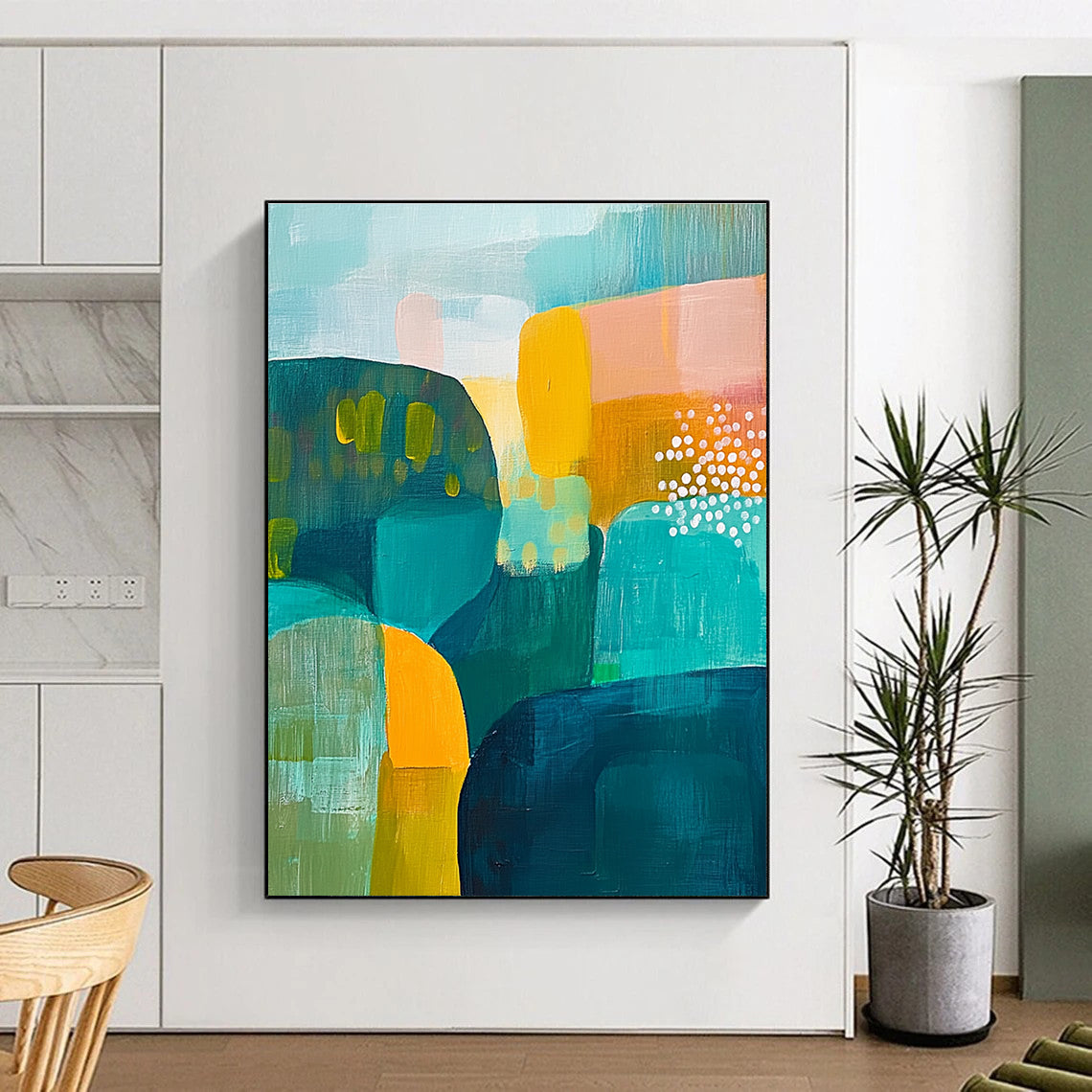 Vibrant Color Blocks Abstract Painting with Playful Energy WINK174