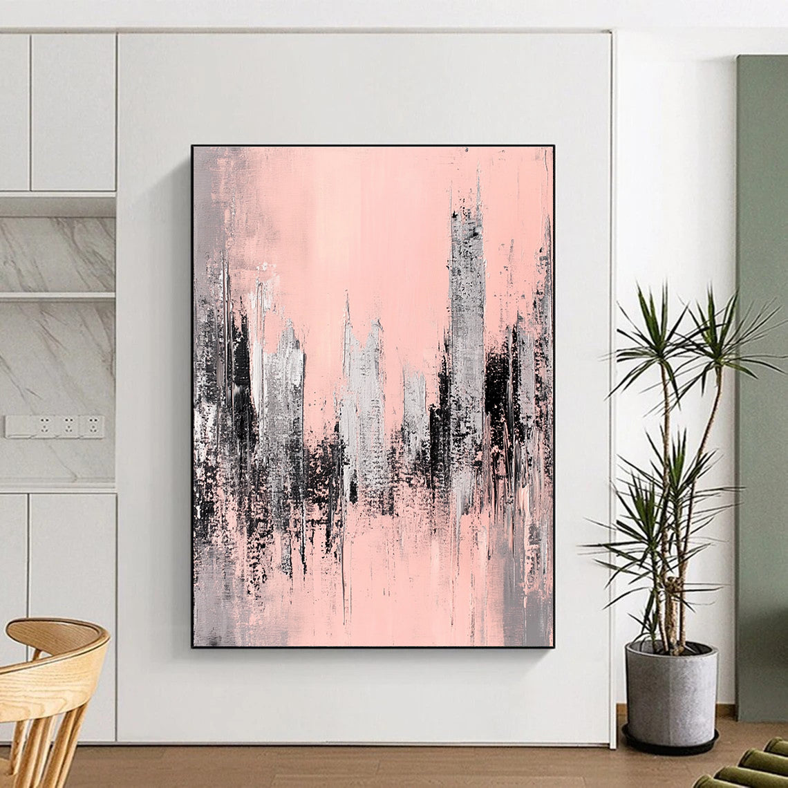 Pink Cityscape Abstract Painting for Contemporary Art Galleries GAB0793