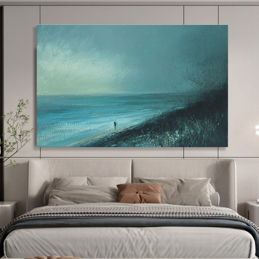 Solitary Beach Figure in Blue Tones ABS090