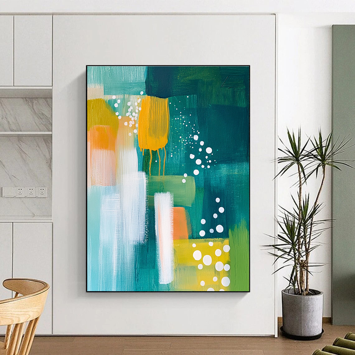 Colorful Bubbles Abstract Painting for Playful Cafes GAB1083