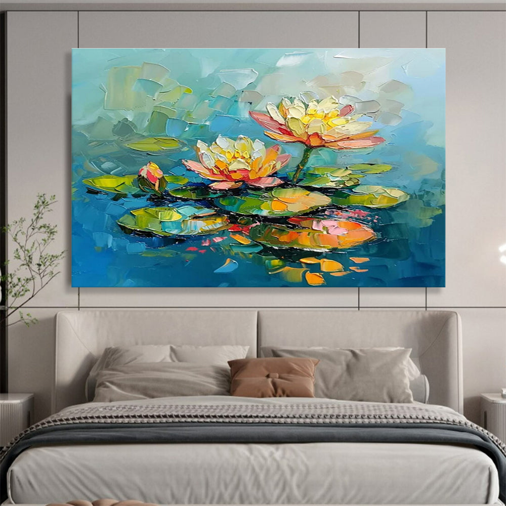 Water Lilies Colorful Abstract Painting for Tranquil Spaces YHT087