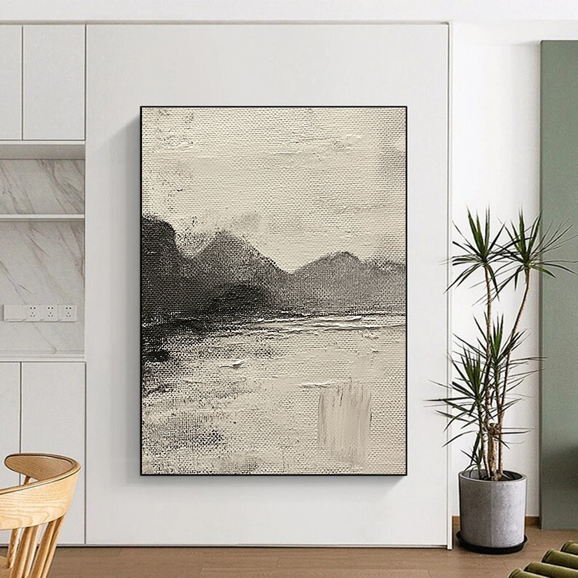 Monochromatic Abstract Landscape Painting for Minimalist Galleries GAB1115