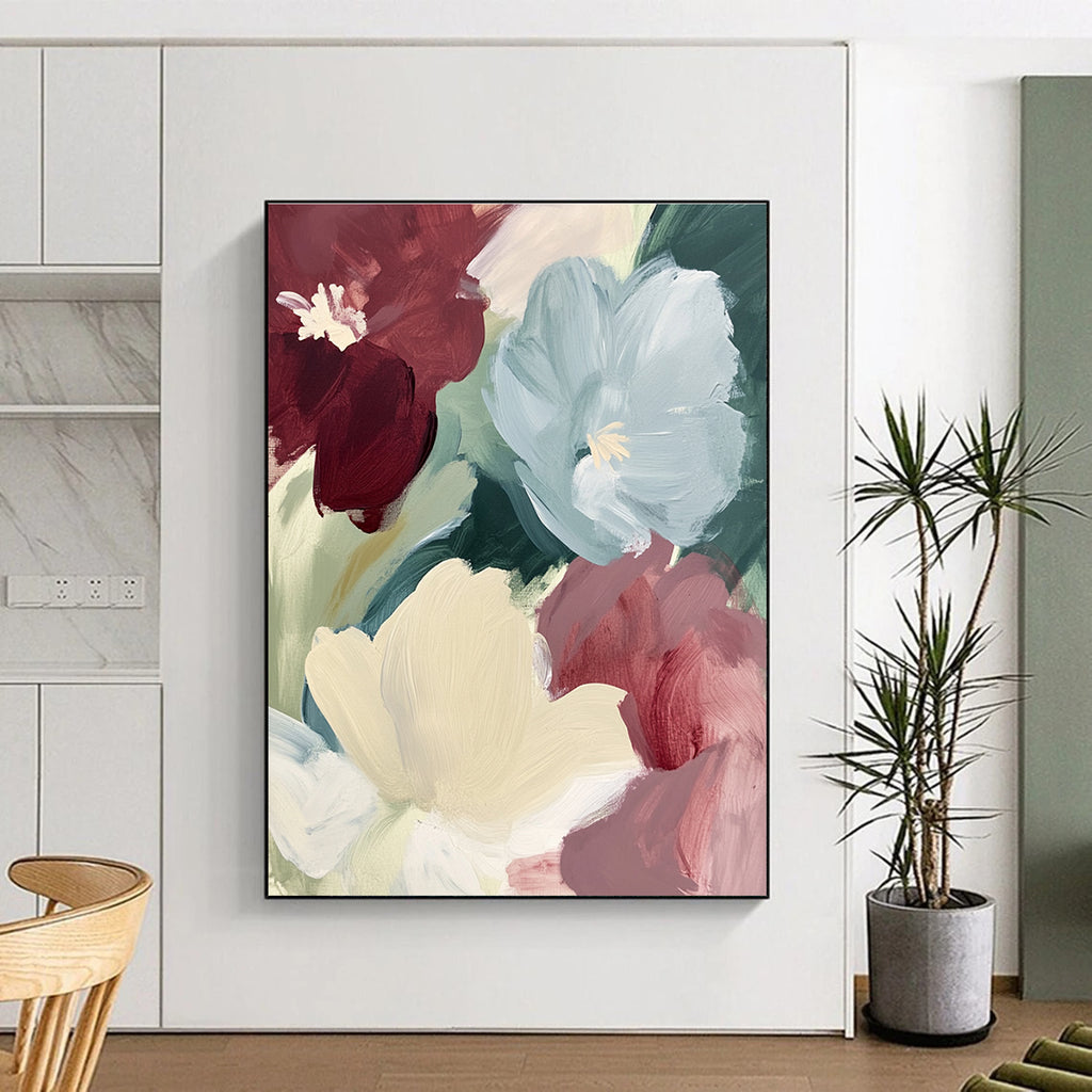 Soft - Toned Floral Abstract Painting for Cozy Living Rooms GAB1040
