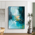Teal Orange Abstract Painting with Dynamic Contrast WINK588