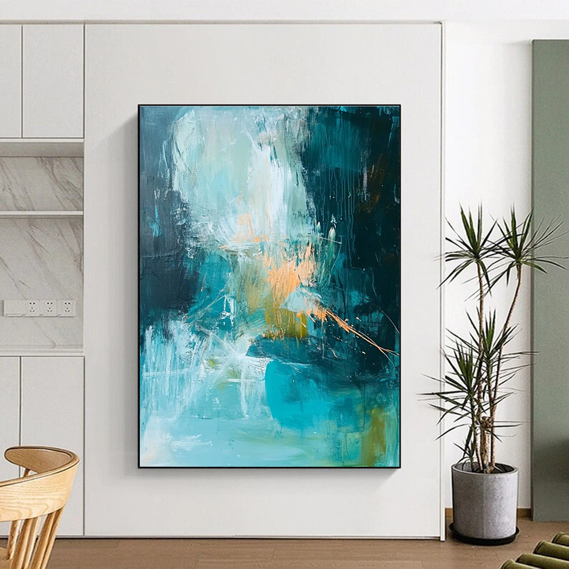 Teal Orange Abstract Painting with Dynamic Contrast WINK588