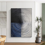Circular Abstract Painting with Textured Rings WINK832