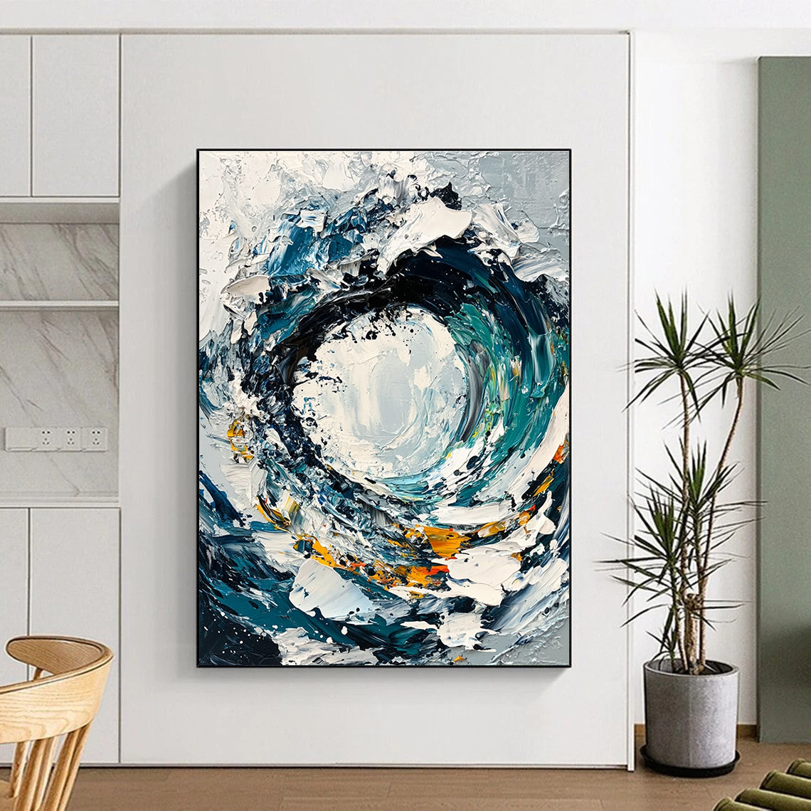 Swirling Wave Abstract Painting for Nautical Vibes GAB0733
