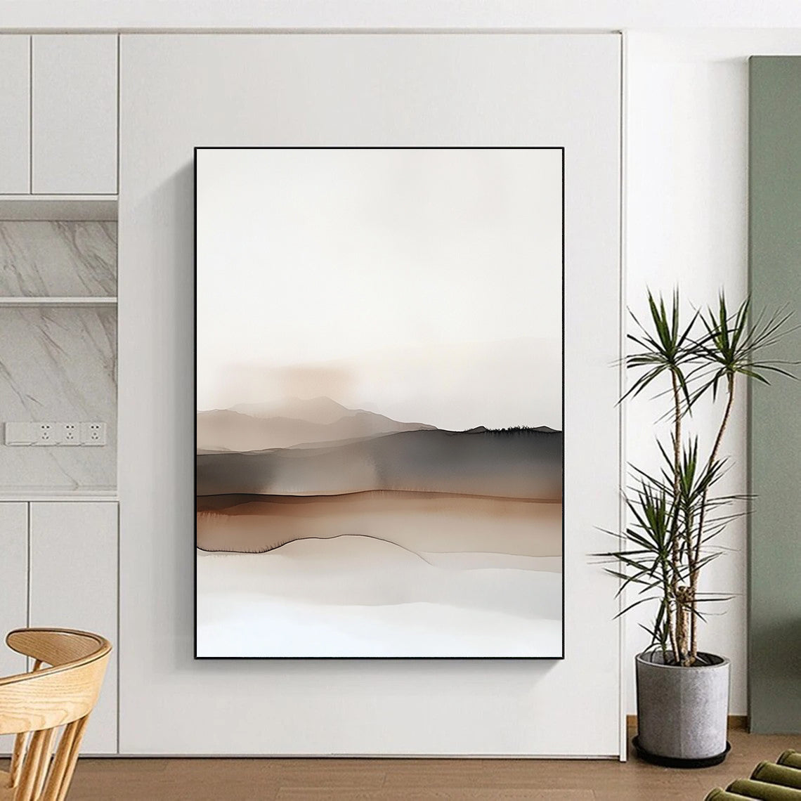 Minimalist Mountainscape Abstract Painting with Subtle Depth WINK193