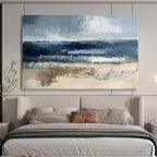 Gray and Blue Abstract Coast with Textured Sea and Sand Abstract Painting ABS362