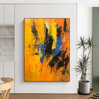 Vivid Yellow Blue Abstract Painting with Dynamic Energy WINK710