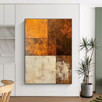 Warm - Toned Geometric Collage Abstract Painting with Rustic Sophistication WINK210