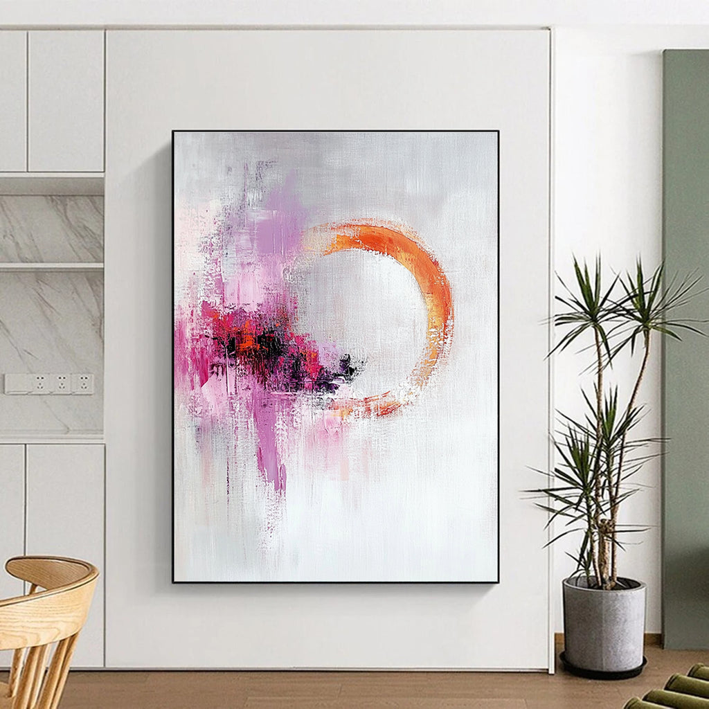 Purple Orange Circular Abstract Painting with Mysterious Allure WINK705