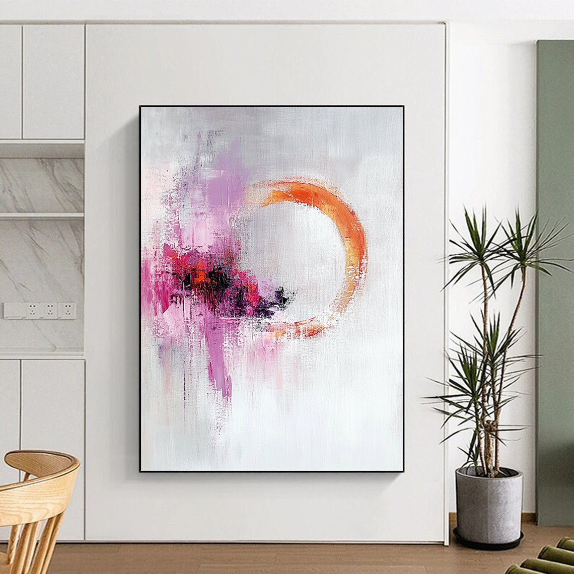 Purple Orange Circular Abstract Painting with Mysterious Allure WINK705