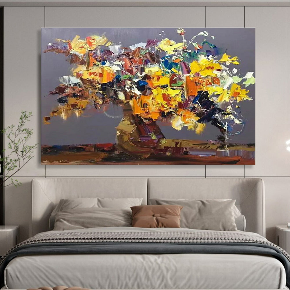 Colorful Flower Bouquet Abstract Painting for Cheerful Dining Rooms YHT279