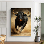 Realistic Charging Black Bull Abstract Painting GAB0033