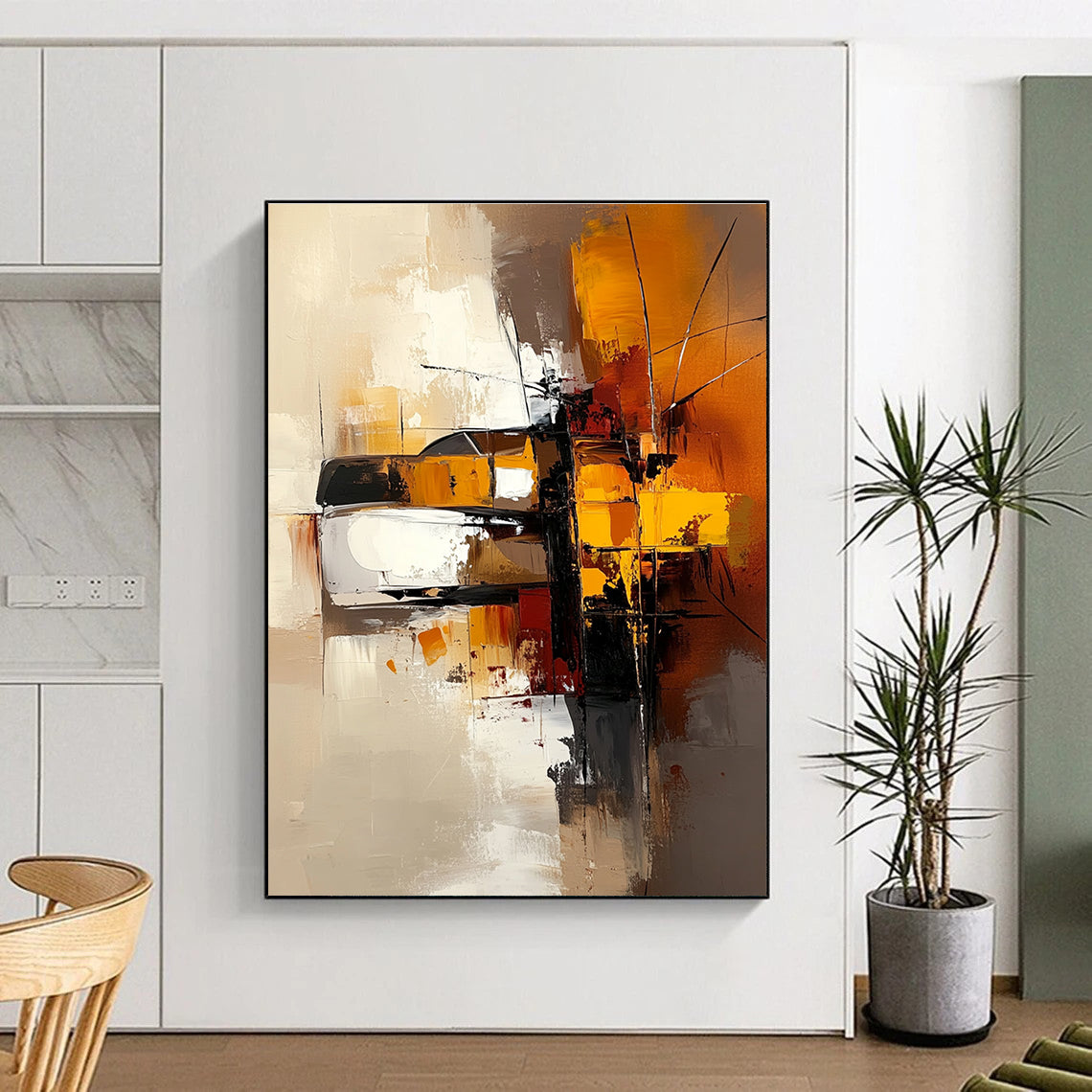 Abstract Orange and Brown Painting for Warm Interiors GAB0726