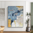 Chic Blue - Silver Abstract Layers Painting for Urban Interiors HENG255