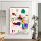 Whimsical Doodle Abstract Painting with Playful Forms GAB0102