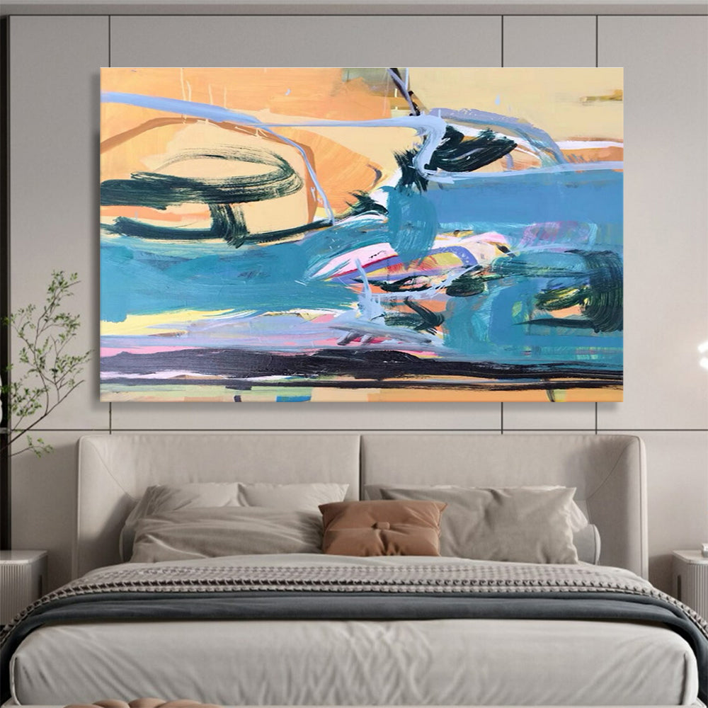 Bold Color Abstract Swirls Painting for Artistic Statements YHT007
