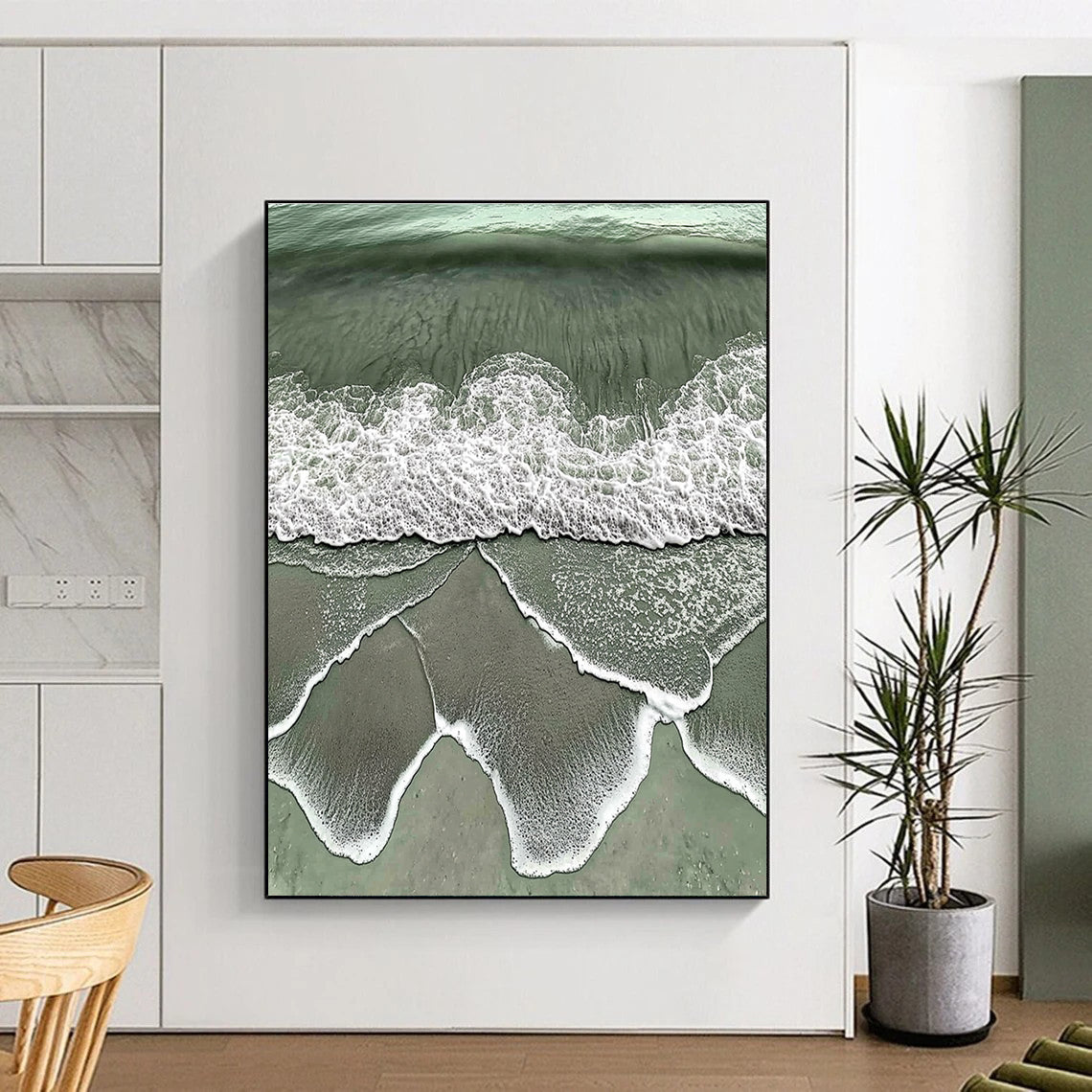 Coastal Wave Abstract Painting for Beach - Themed Living Rooms GAB1020