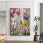 Girl in Flower Field Painting of Whimsical Nature GAB0132