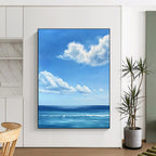 Blue Sky and Ocean Realistic Seascape Painting GAB0376