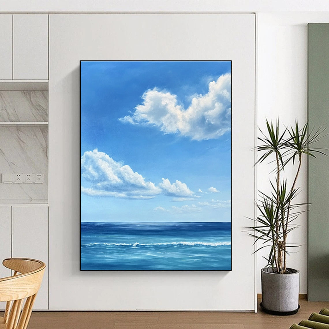 Blue Sky and Ocean Realistic Seascape Painting GAB0376