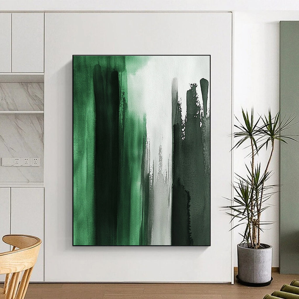 Green - Gray Abstract Wash Painting with Ethereal Mood WINK424
