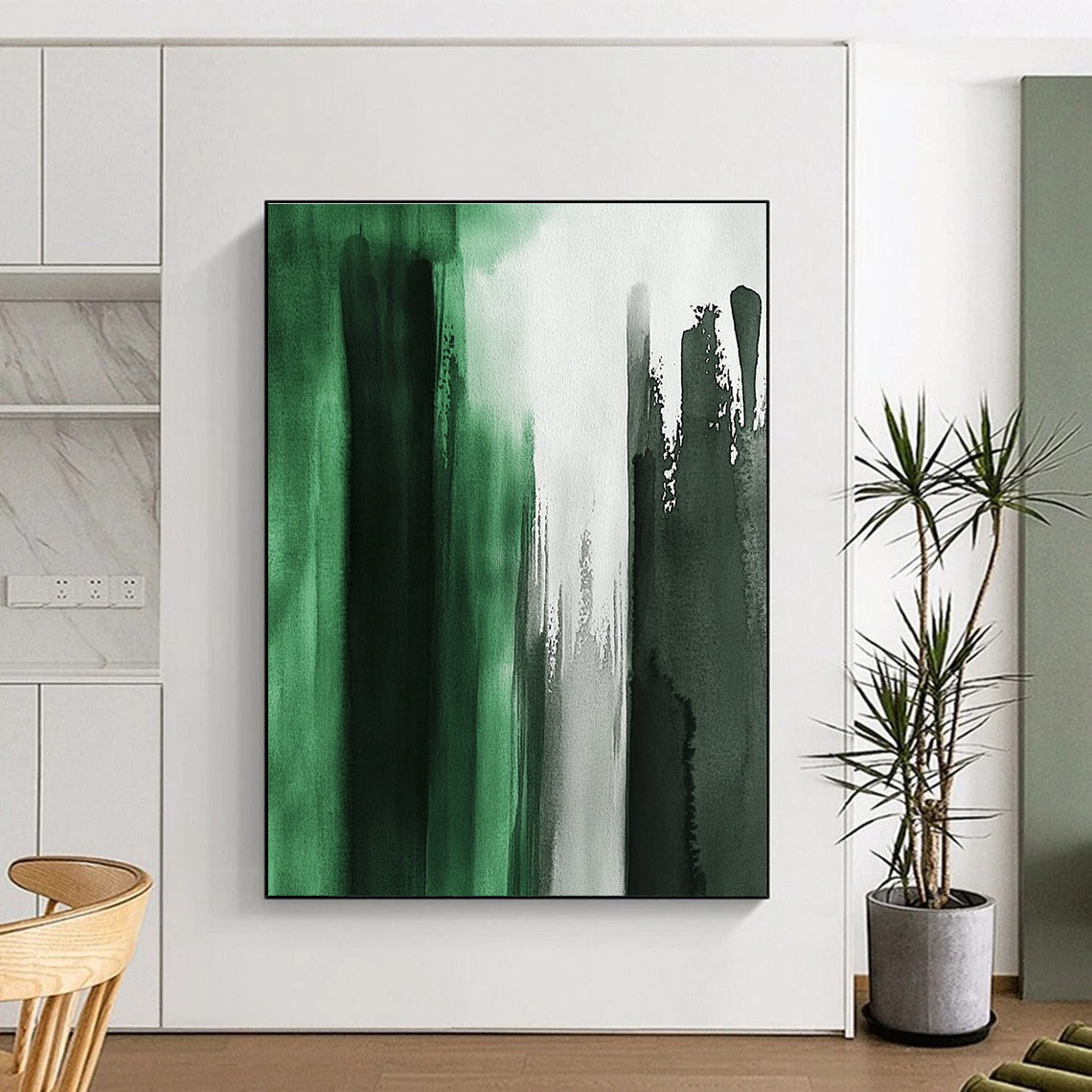 Green - Gray Abstract Wash Painting with Ethereal Mood WINK424