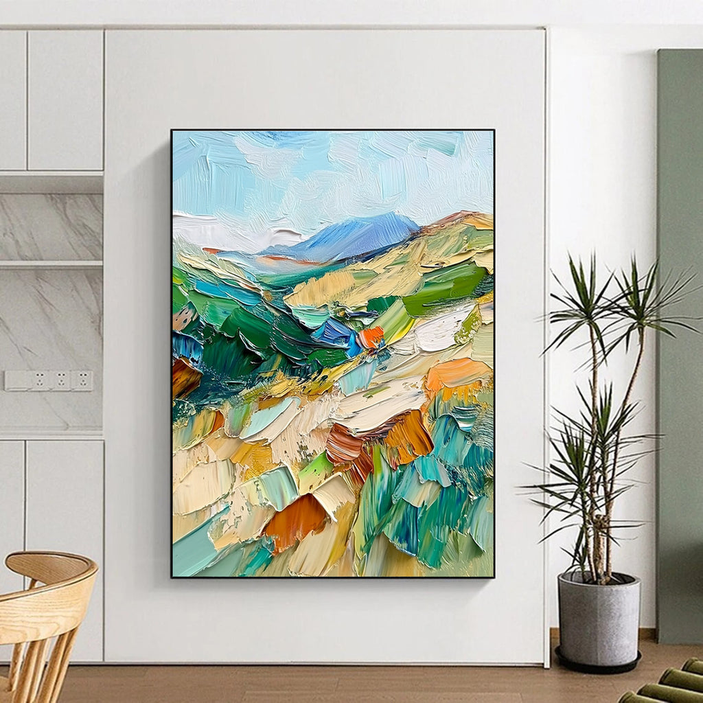 Colorful Landscape Impasto Abstract Painting with Vivid Terrain WINK074