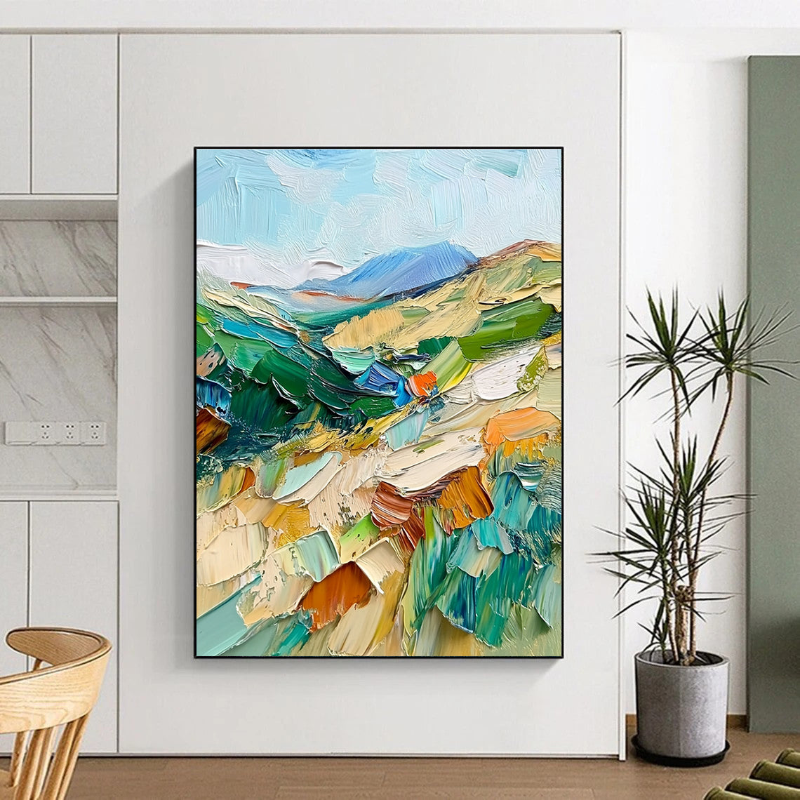 Colorful Landscape Impasto Abstract Painting with Vivid Terrain WINK074